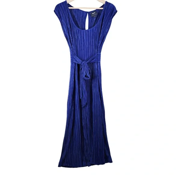 NWT Anthropologie Maeve Sonata Textured Pleated Blue Wide Leg Jumpsuit - Picture 4 of 10